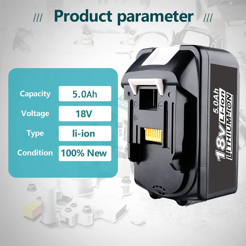 2 Pack For 18V 6Ah Makita BL1860 Battery Replacement & For Makita DC18RF/RC Li-ion Rapid Replacement Battery Charger | 14.4V-18V - Image 4
