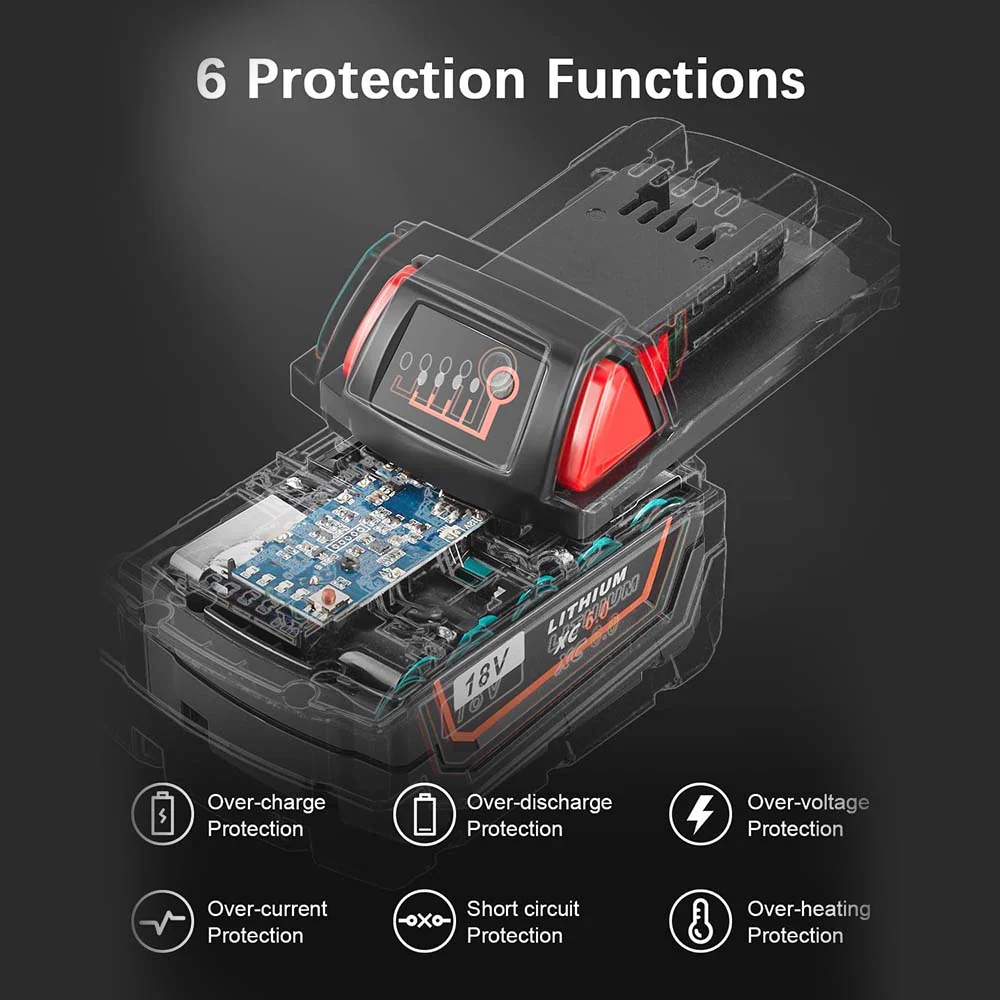 For Milwaukee 18V Battery 6Ah Replacement | M 18 Battery - Image 5