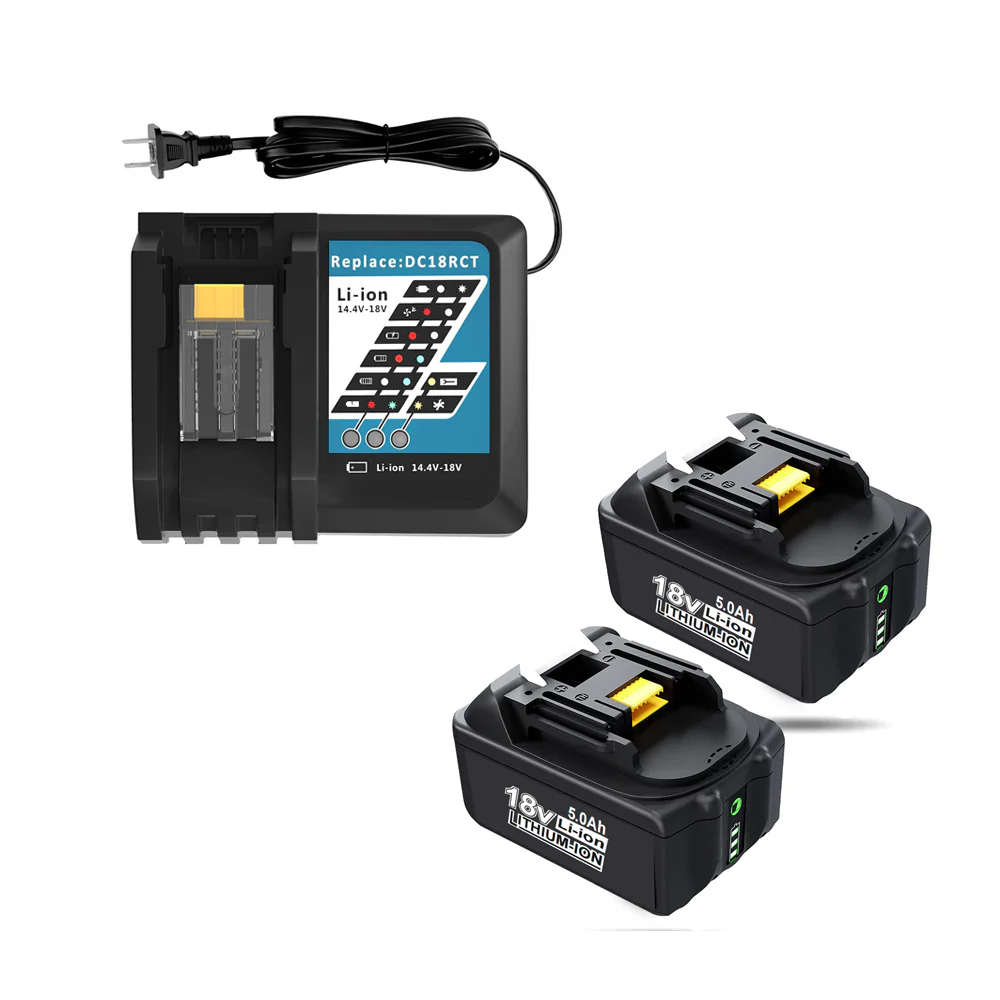 2 Pack For 18V 6Ah Makita BL1860 Battery Replacement & For Makita DC18RF/RC Li-ion Rapid Replacement Battery Charger | 14.4V-18V