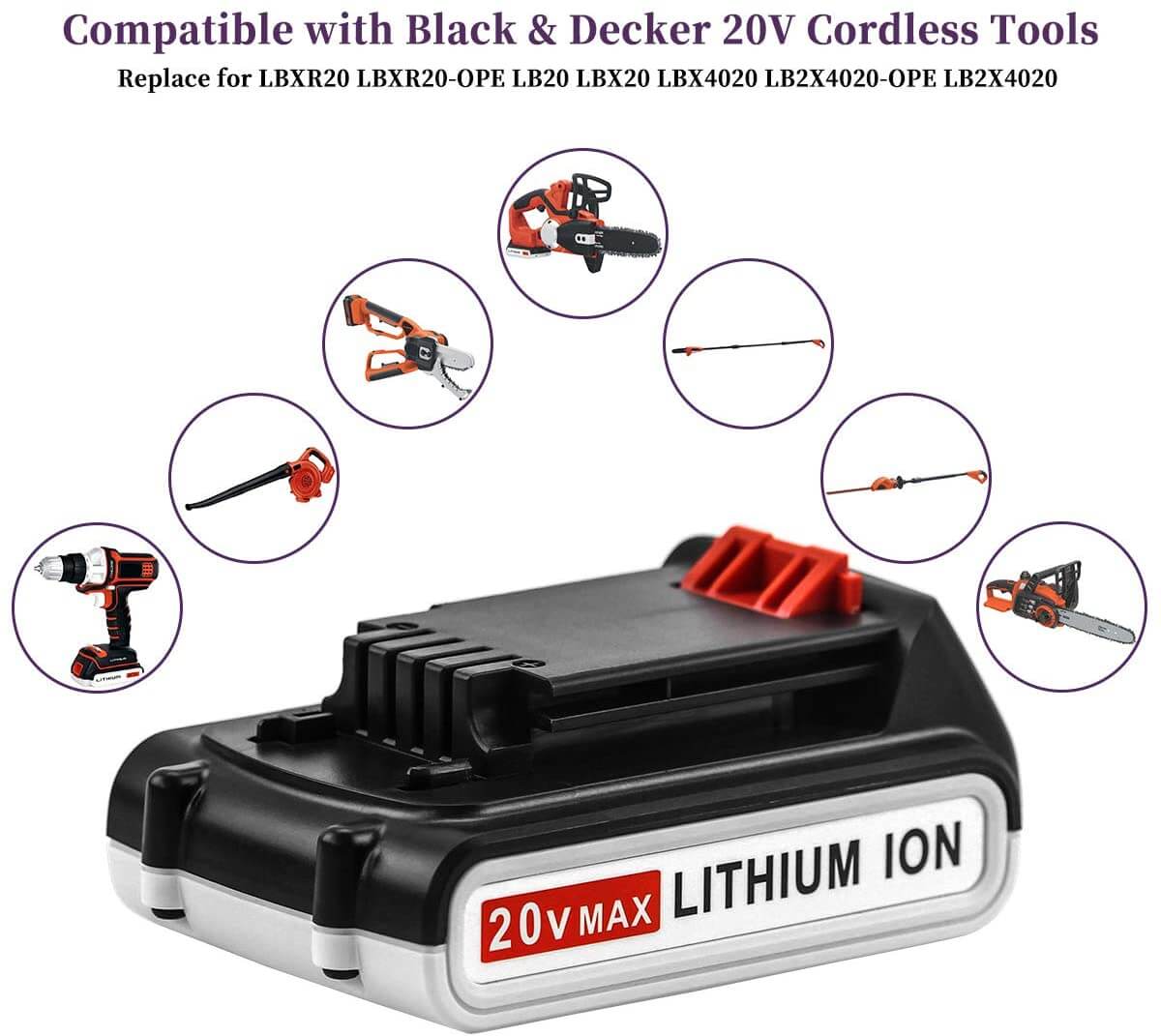 For Black And Decker 20V Battery Replacement | LBXR20 3.0Ah Li-ion Batteries 4 Pack - Image 4