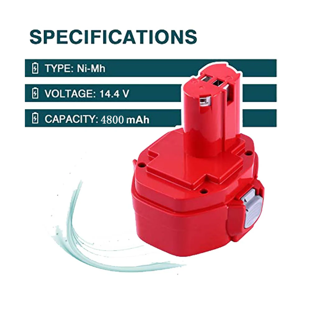 For Makita 14.4V Battery 4.8Ah Replacement | PA14 Battery Red - Image 2