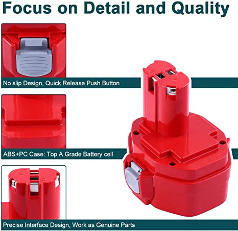 For Makita 14.4V Battery 4.8Ah Replacement | PA14 Battery Red - Image 4