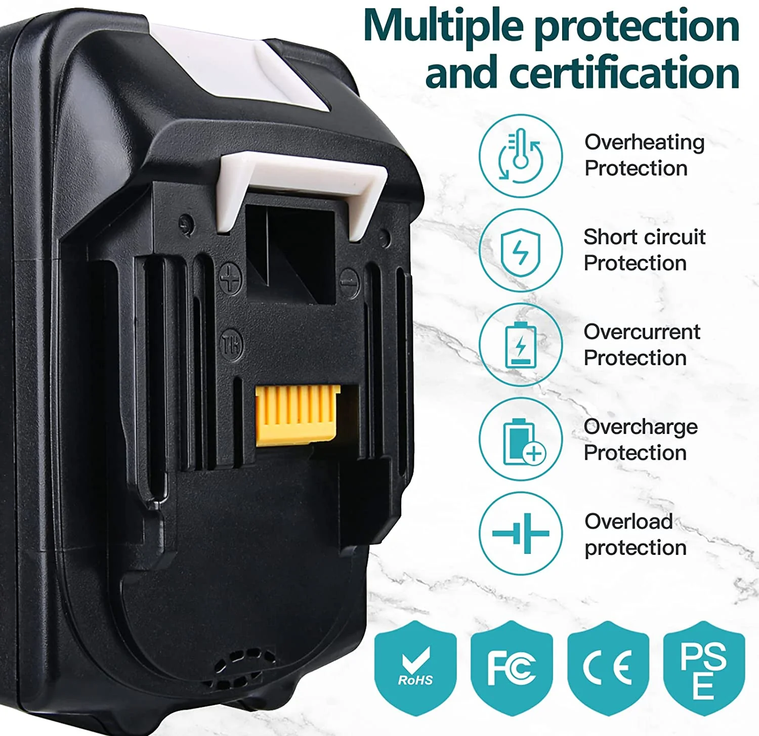 For Makita 18V Battery 6Ah Replacement | BL1860B Batteries 2 Pack (LED Indicator) - Image 6
