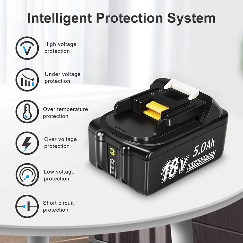 For Makita 18V Battery 5.0Ah Replacement | BL1850B Li-ion Batteries 3 Pack (LED Indicator) - Image 5