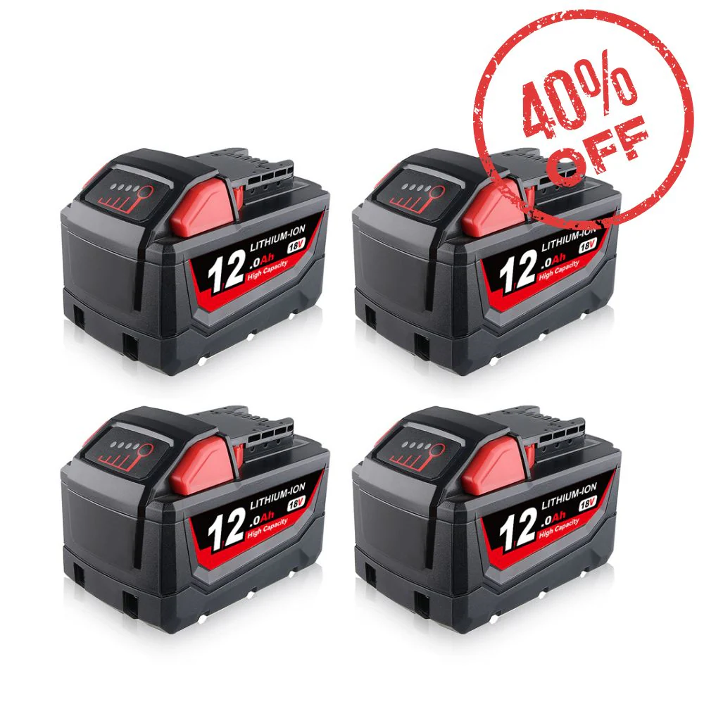 For Milwaukee 18V Battery 12Ah Replacemnt | M18 Batteries 4Pack