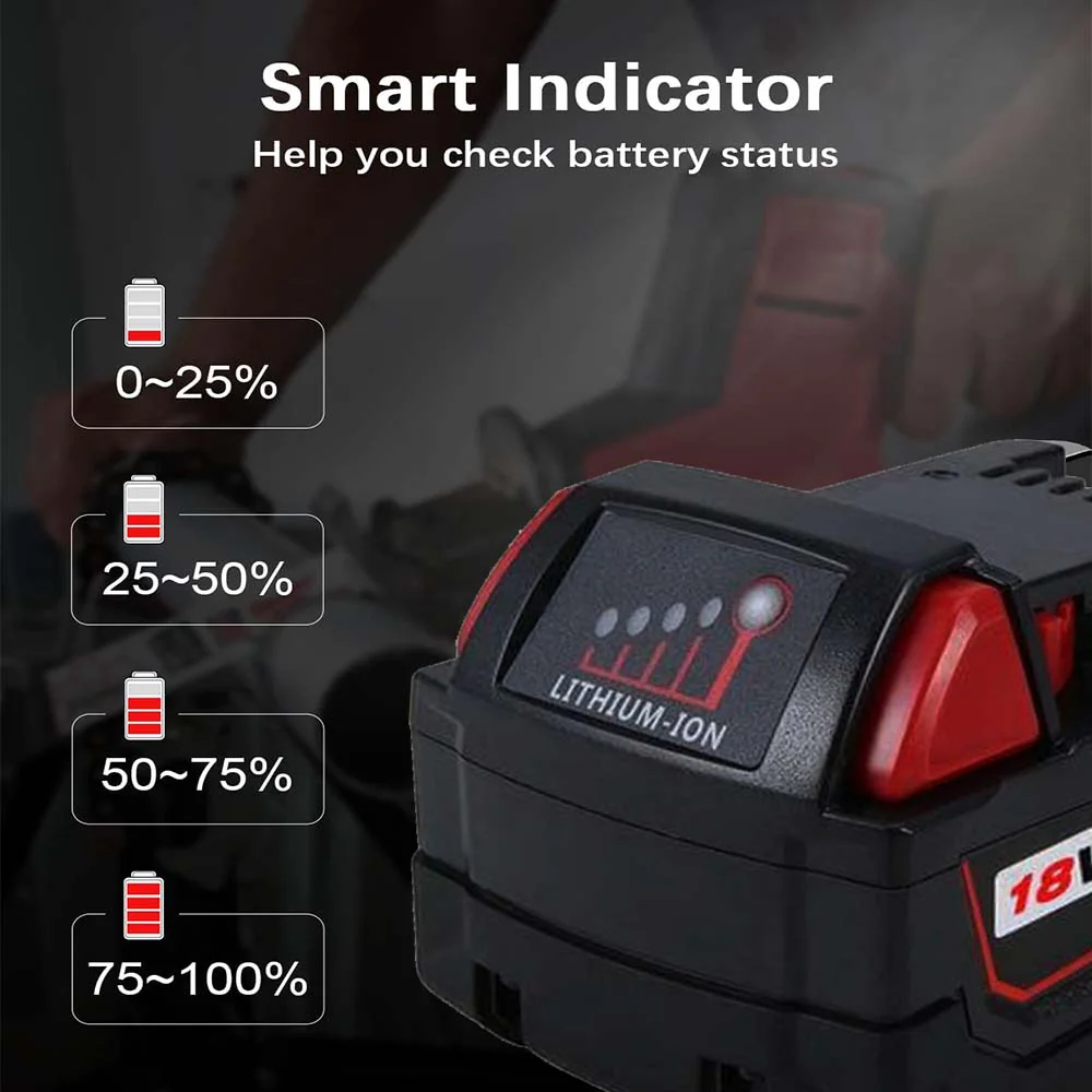 For Milwaukee 18V Battery 9Ah Replacement | M 18 Batteries 4 Pack - Image 5
