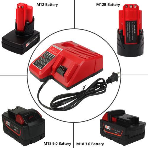 2 Pack For Milwaukee 18V  9Ah Battery Replacement & For Milwaukee Replacement Battery Charger | M 12-18C 12V-18V Lithium Battery Charger - Image 7