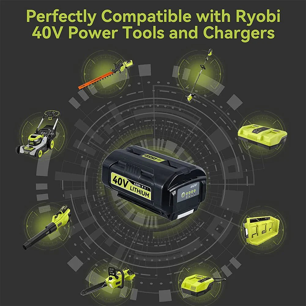 For Ryobi 40V Battery 8.0Ah Replacement | OP4026 With LED Indicator 2Pack-B2G2 - Image 4